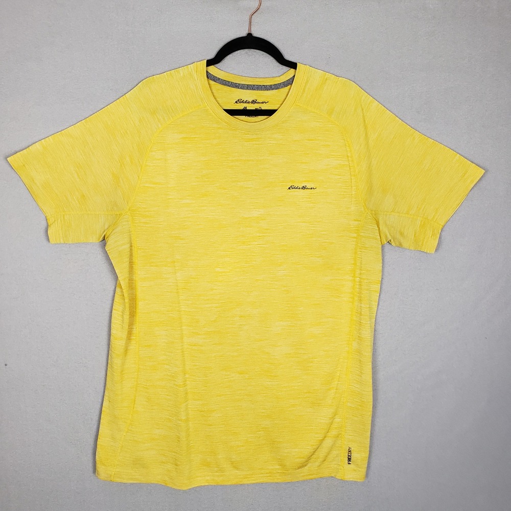 Eddie Bauer Men's Large‎ Tall Free Dry Tee Shirt Yellow Heathered Athletic Hike